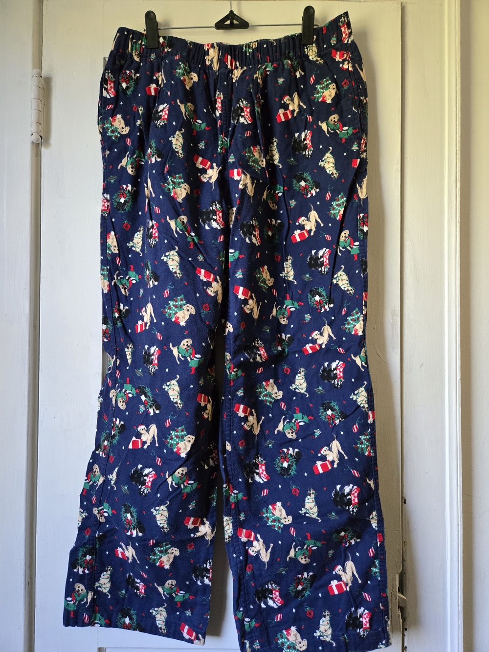 Lands' End Navy Holiday Dog Print Women's Flannel Pants